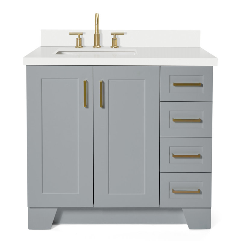 37 IN.  Single Bathroom Vanity, Gray, Left, Rectangular