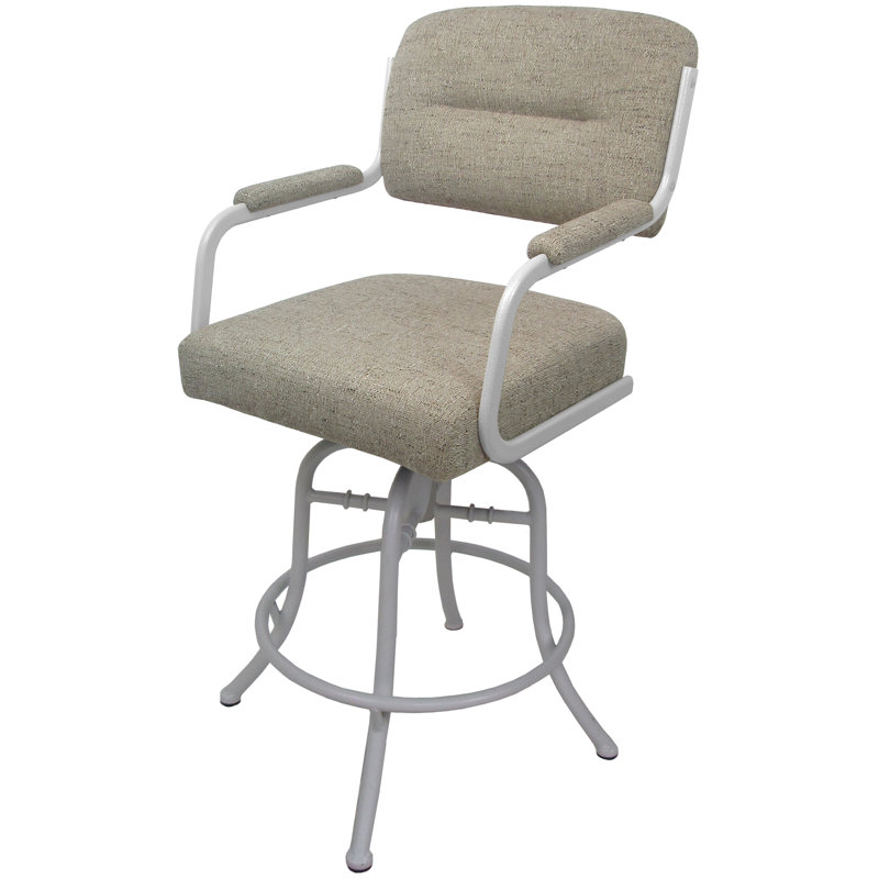 Tabouret de bar pivotant 30 po Jomiah, Blanc, Brun clair