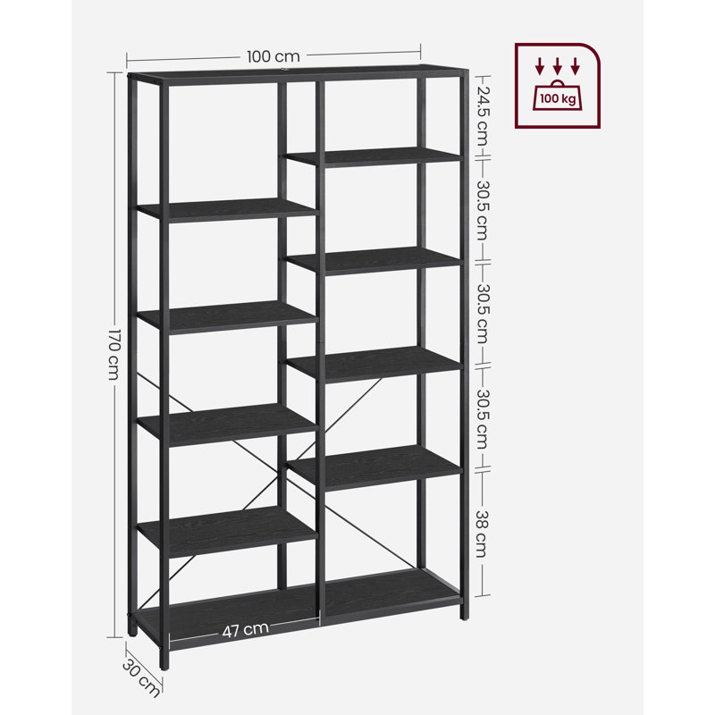 Wauchula 170cm H x 100cm W Library Bookcase, Black
