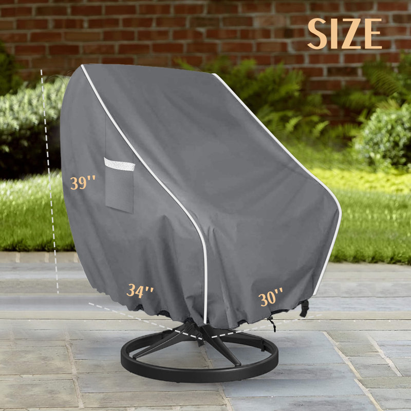 2 housses de chaise de patio, housses de fauteuil, housses de siège d'extérieur robustes, H 39 po x l 30 po x P 34 po, Gris
