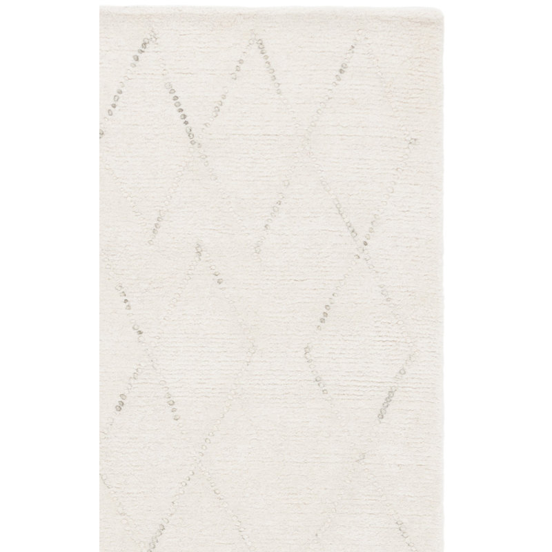 Harvest 201 Hand Tufted Wool/Cotton Geometric Rug in Ivory/Green, Rectangle 9' x 12'