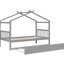 Lit simple en bois gris avec lit gigogne, conception spéciale, matériau en bois de pin, taille de sommeil confortable et polyvalente, structure en pin, hauteur de 62,8 po pour la chambre à coucher-58550245