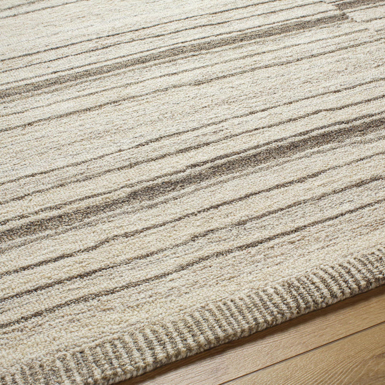 Demie Hand-Tufted Light Gray Striped Rug, Rectangle 2' x 3'