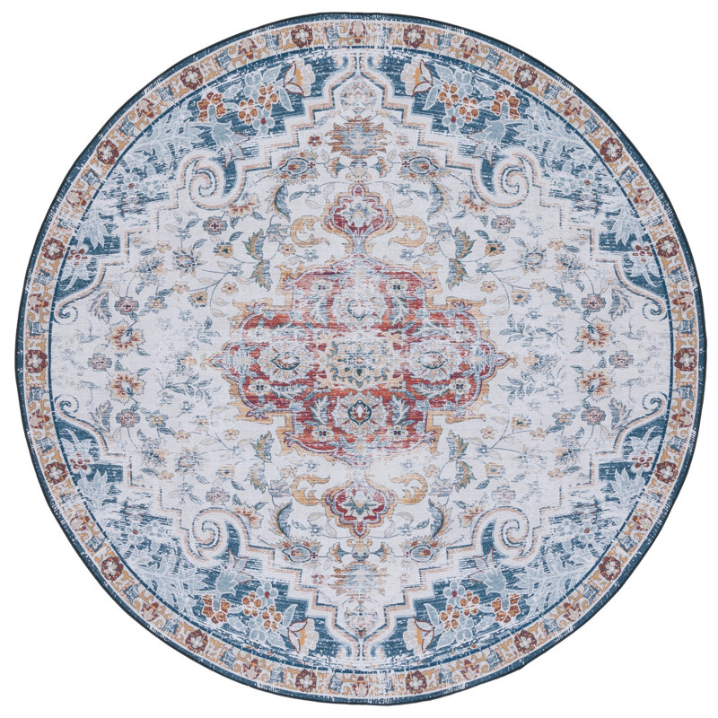 Tapis 117 gris / rouille 117, Rond 6 pi