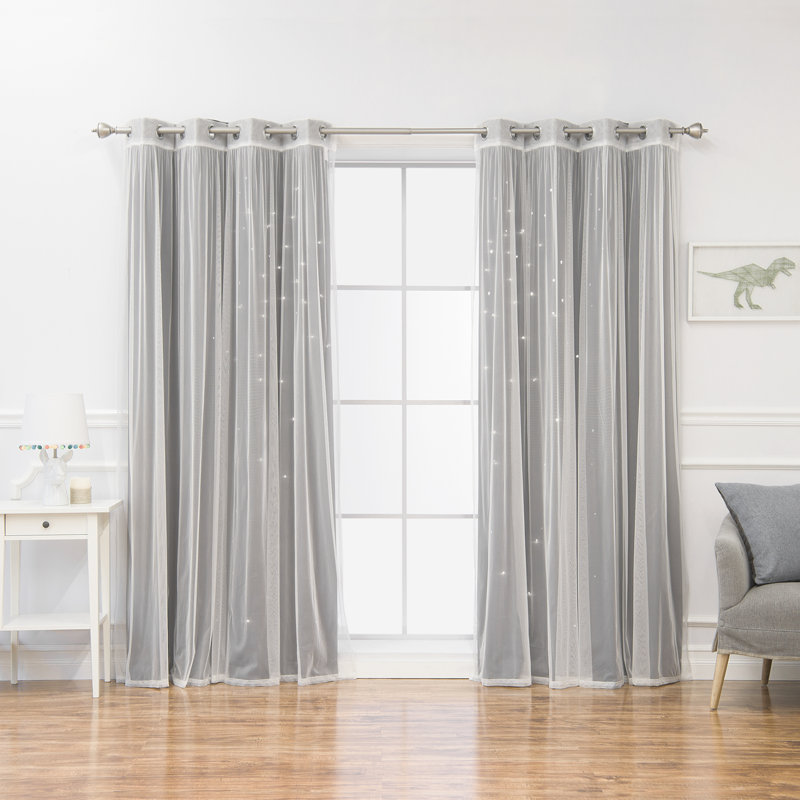 Arkose Star Cut Out Room Darkening Grommet Sliding Panel, 52" W x 63" L, Dark Gray