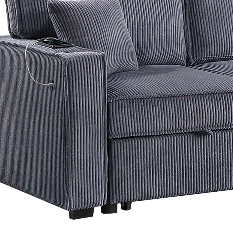 Canapé modulaire convertible, Velours côtelé gris