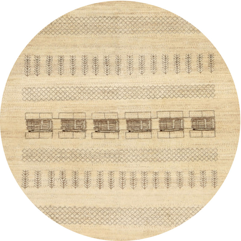 Tapis beige/gris contemporain, Rond 5 pi
