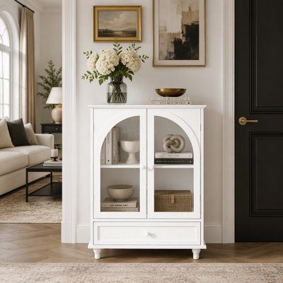 Arched Glass Door Farmhouse Sideboard