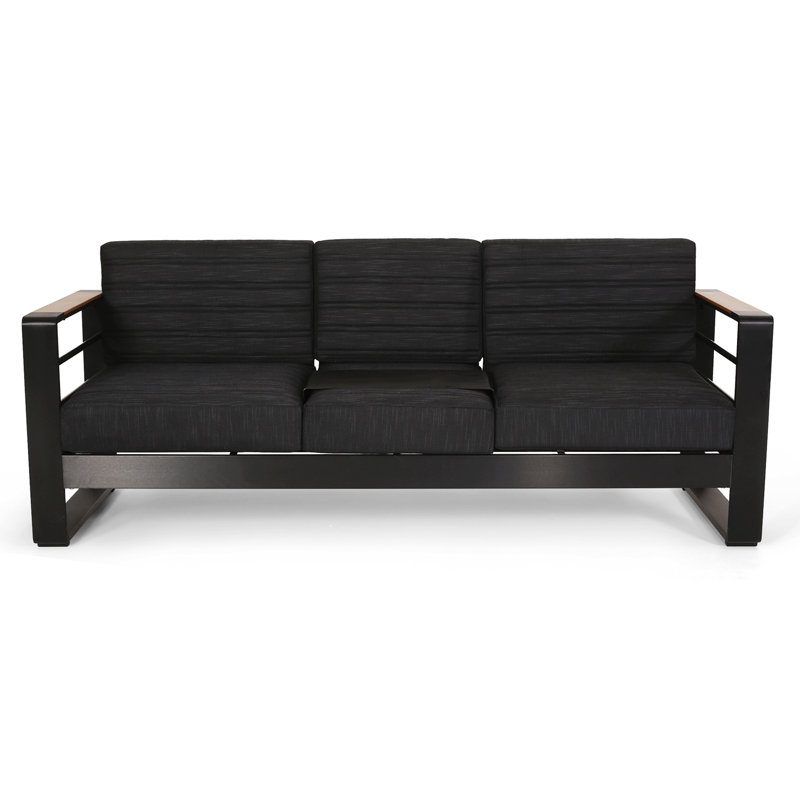 Ahzariah 76.5'' Wide Straight Aluminum Patio Sofa with Cushions