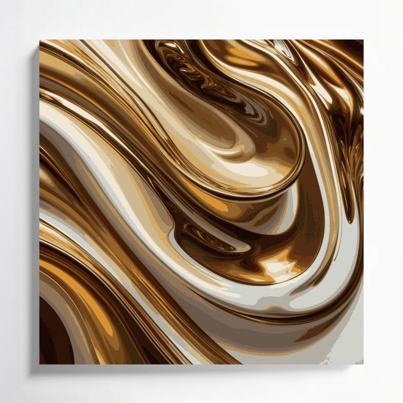 Abstrait art fluide sur toile beige 98, H 12 po x l 12 po