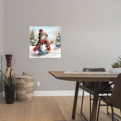 Contemporary Little Snowman With Snowman Illustration Winter Holiday Art Art