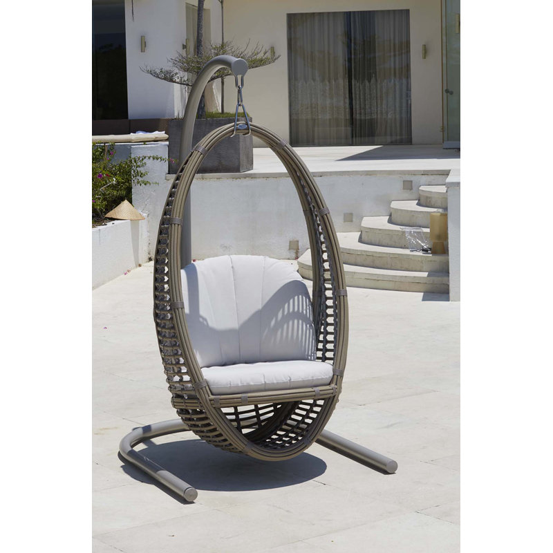 Heri Porch Swing with Stand, Canvas Canvas Sunbrella® Canvas, Kubu Mushroom