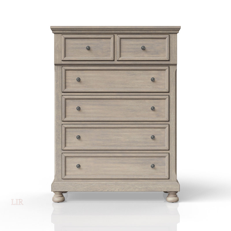 Commode 5 tiroirs, Gris antique