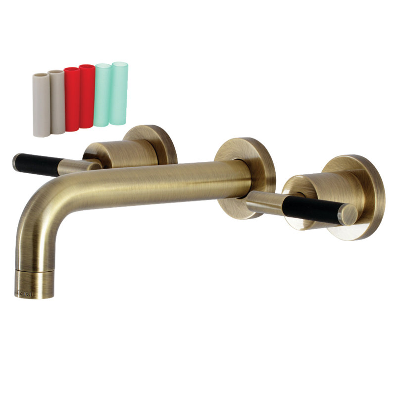 Kingston Brass Kaiser Two-Handle Wall Mount Bathroom Faucet, Antique Brass