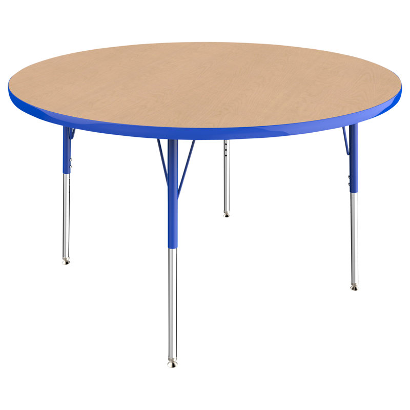 Table ronde à hauteur réglable, 48", Érable / bleu, Gris