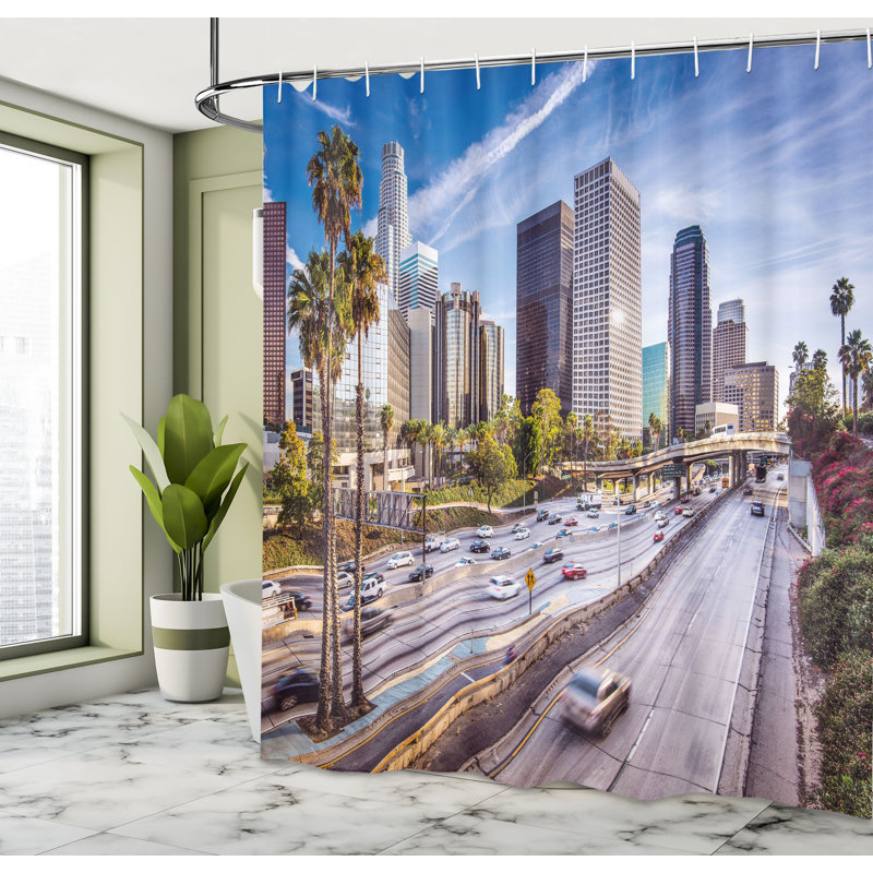 Shower Curtain with Hooks Included, 69" H x 105" W