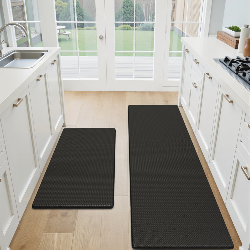 Tapis de cuisine antidérapants et antidérapants, Noir, Rectangle 17,3 po x 30 po + 17,3 po x 59 po