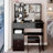 37" Middle Size Left Drawer Desktop Vanity Table + Cushioned Stool-1802643797