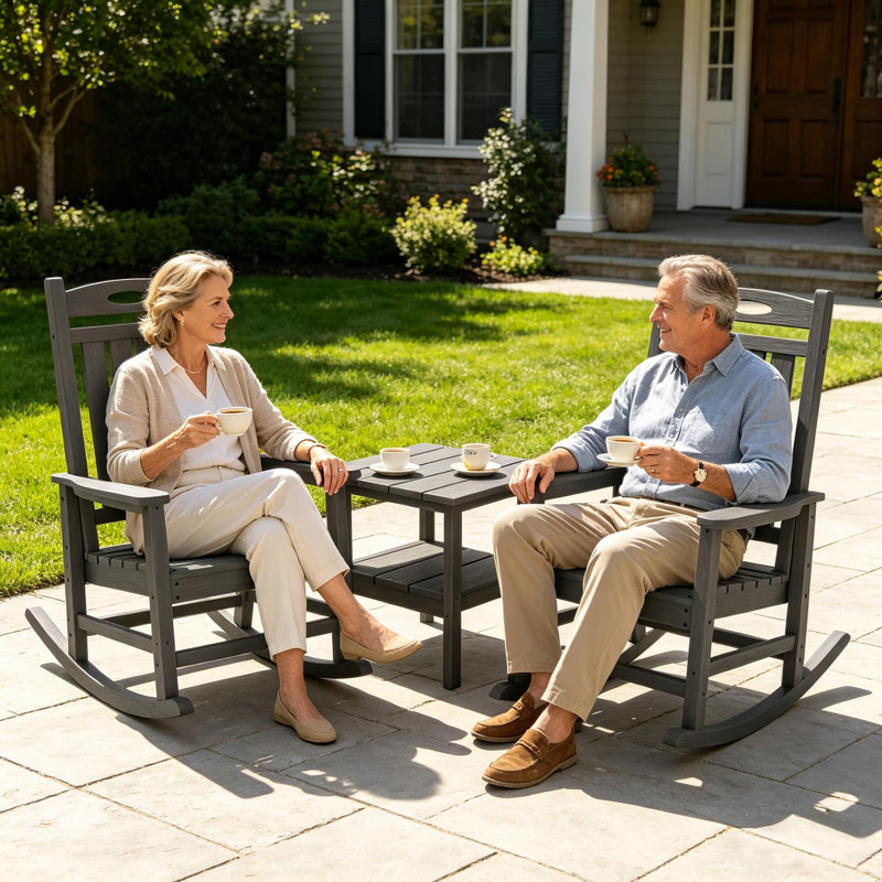 Patio Outdoor Rocking Chair(Set Of 2), Gray