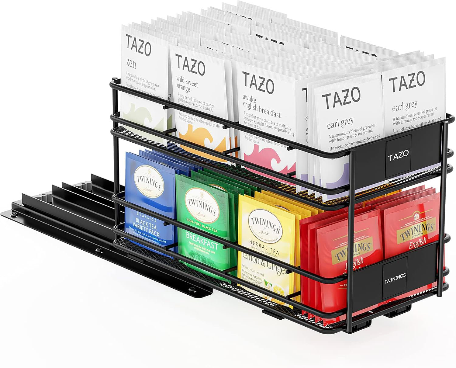 SpaceAid Heavy Duty Pull-Out Tea Bag Organizer Rack for Cabinets, Slide ...