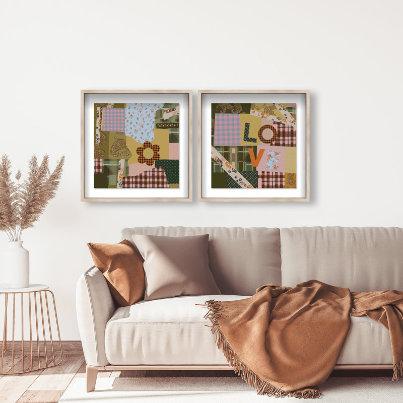 Retro Scarf Set Set by Oliver Gal, 43"H x 43"W, Natural Oak Shadowbox