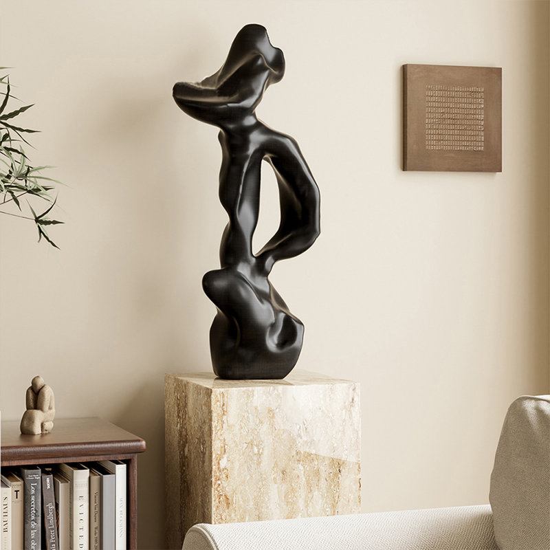 Objet de décoration en marbre noir en plastique renforcé de fibres de verre, Noir