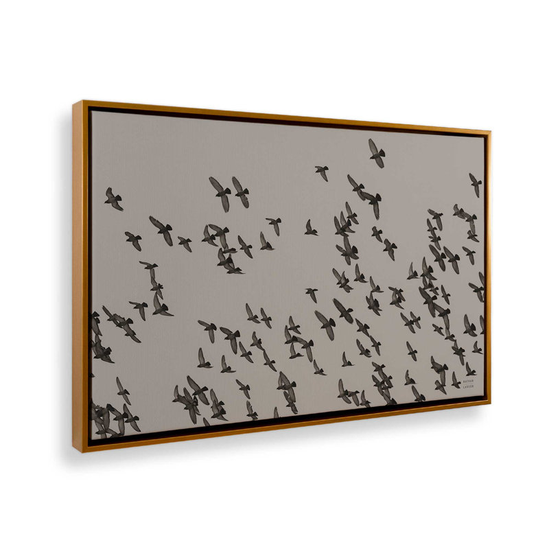 «Flock II» par Nathan Larson, reproduction d'art sur toile, H 20 po x l 30 po, Cadre flottant, Doré