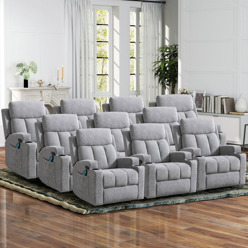 Dartee 33.07"W Manual Massage Recliner Chair With Heating Function & Dual Cup Holders - Soft Microfiber Home Theater Seating