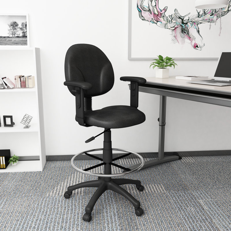 Drafting Chair, Black Fabric, Included