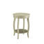 Table d'appoint blanche antique - Pieds ronds en bois avec tablette inférieure et style de pied