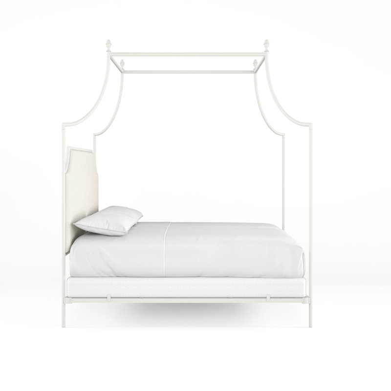 337 Flying Arch Canopy Bed | Complete Canopy, Matte White/White, King