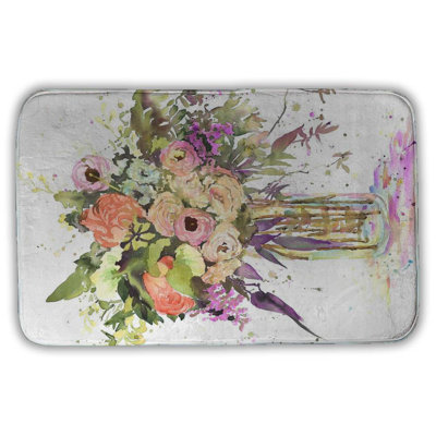 Romantic bouquet Bath Mat with Non-Slip Backing - Quick Dry Memory Foam Bathroom Rug - Absorbent - Modern Plush Spa-Style - Machine Washable