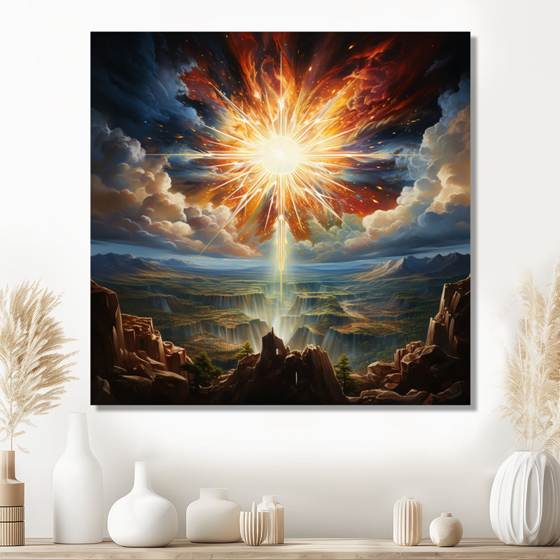 Coucher de soleil, explosion sur les collines, impression d'art mural, Sans cadre, métal, H 16 po x l 16 po