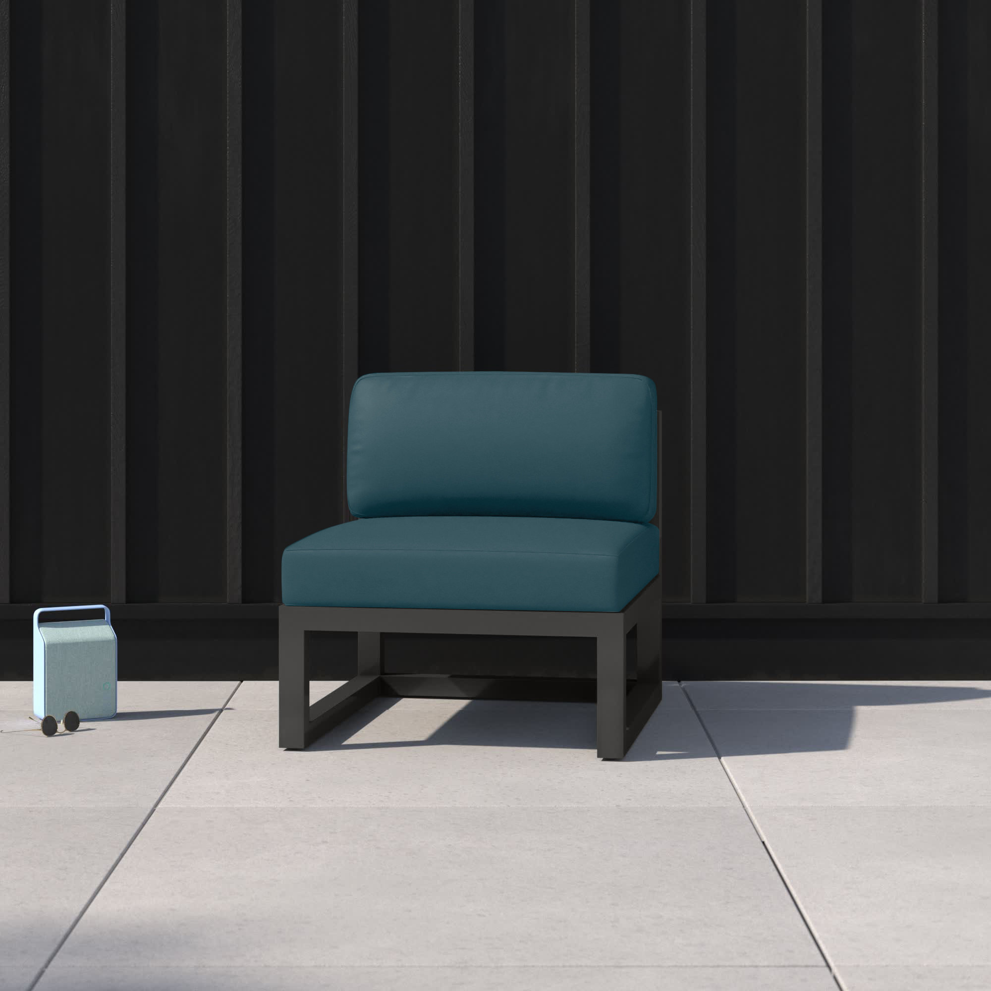 Smith Outdoor Lounge Chair with Sunbrella® Cushions, Cast Lagoon, Slate