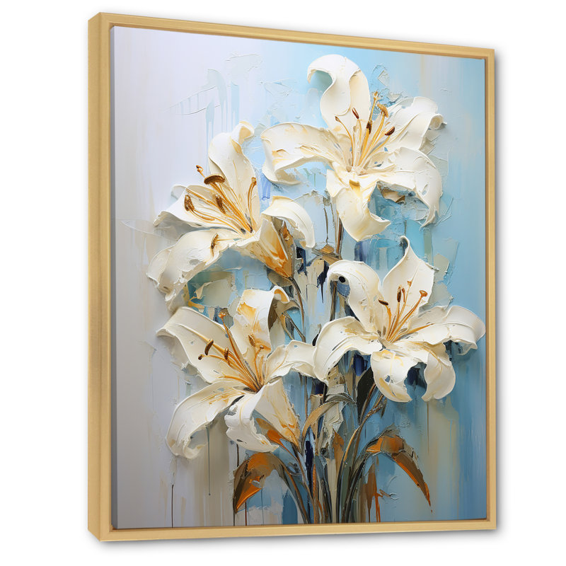 «Garden of Lilies Dreams IV» sur toile, Cadre naturel flottant, 44" H x 34" W