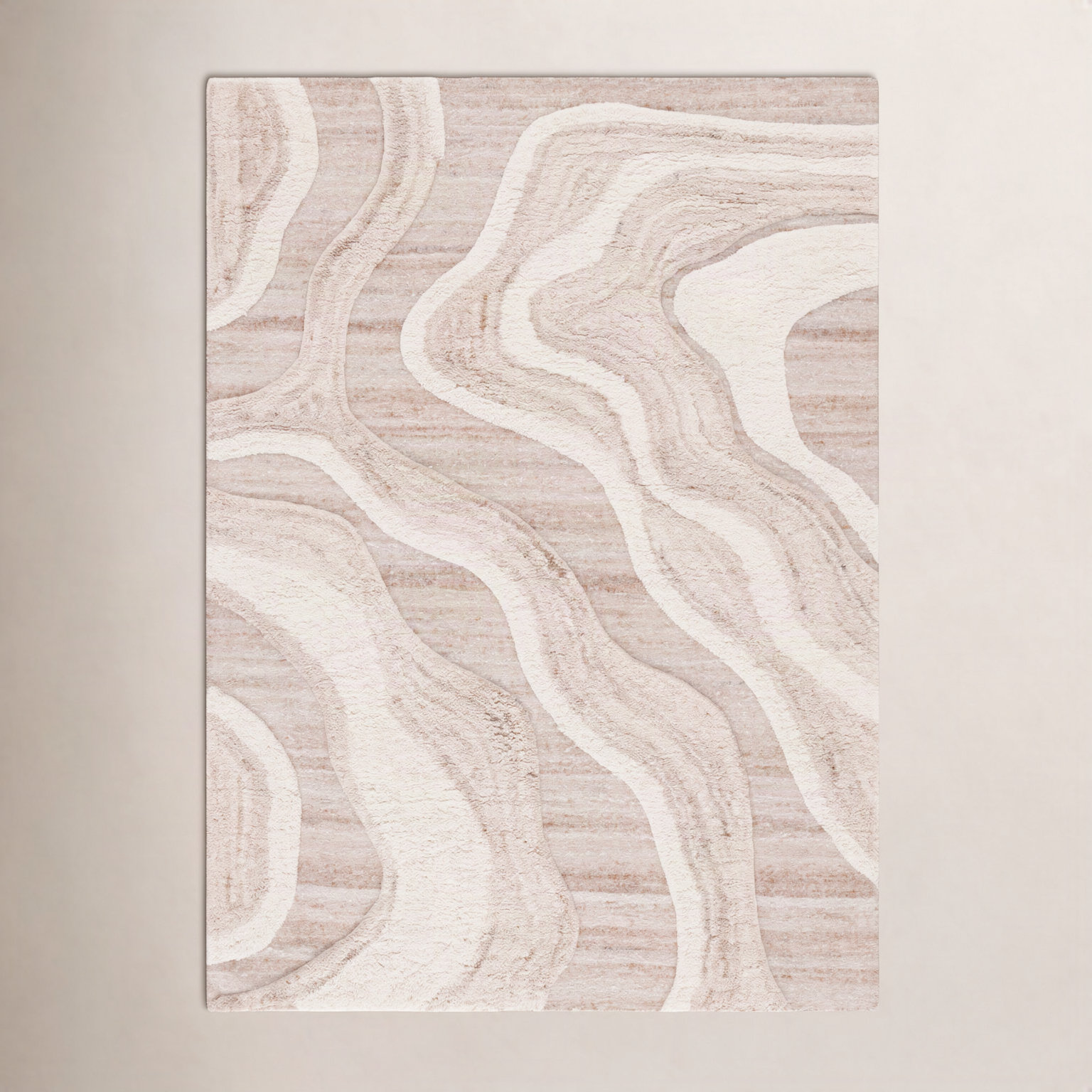 Lyonel Ivory Brown Abstract Rug, Rectangle 3' x 5'