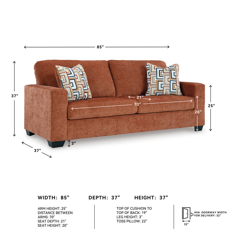 Kleban Sofa, Orange Polyester