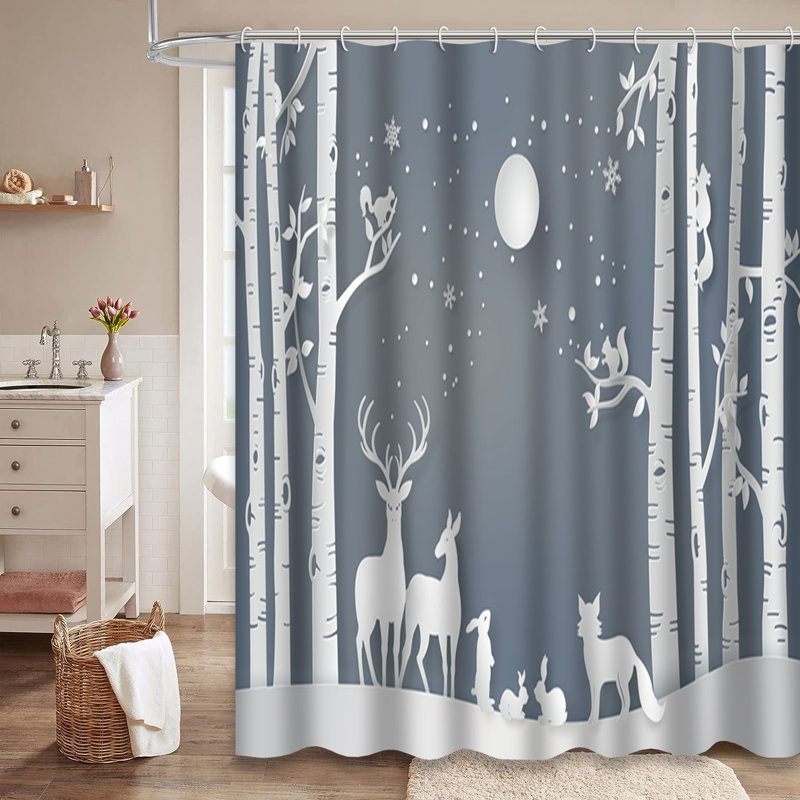 Rideau de douche Winter Christmas, L 72 po x l 78 po