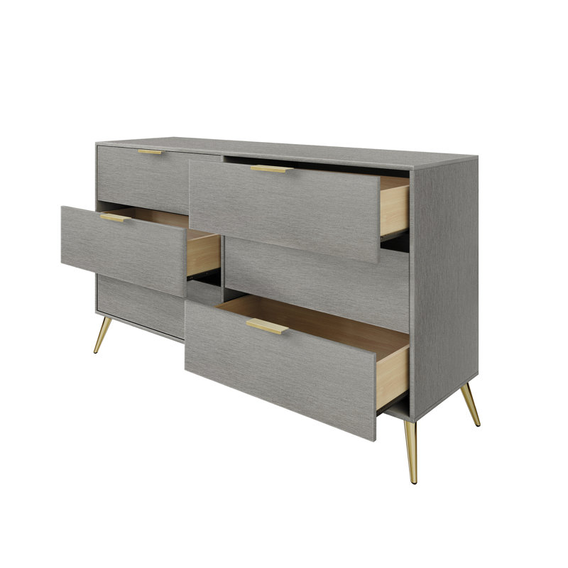 Rafiat 52.56'' W 6 - Drawer Dresser, Silver