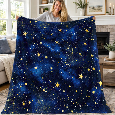 Couverture en flanelle douce et chaude à motif galaxie bleu profond (1 pièce), idéale pour canapé, lit, salon, chambre d'étudiant, bureau, voyage et décoration intérieure. Cadeau parfait en toute saison.