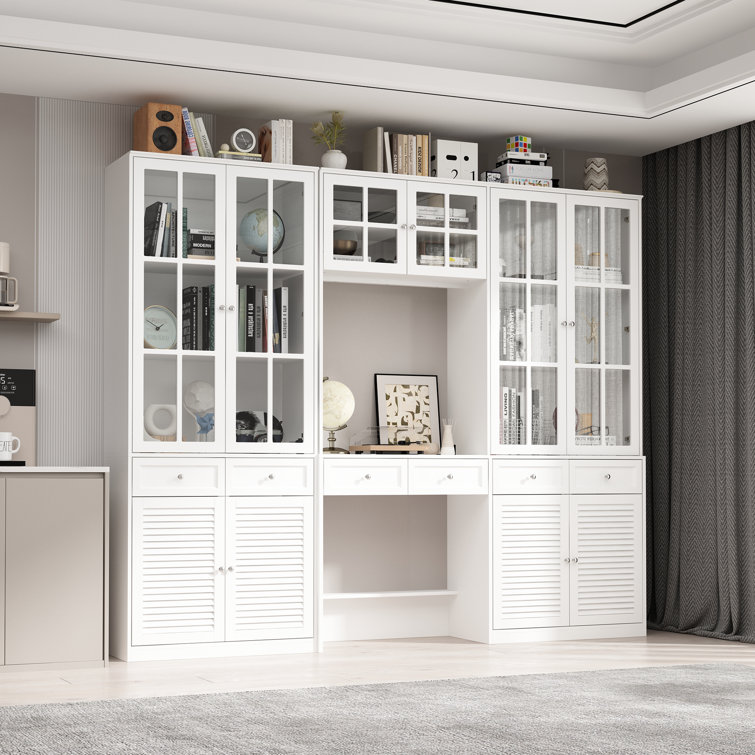 White Desk With 78.7'' H x 94.5'' W Bookcase