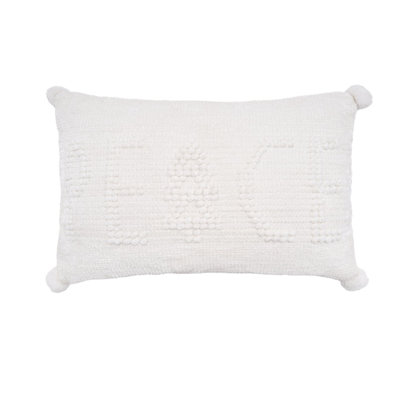 22" x 14" Throw Pillow, White Peace