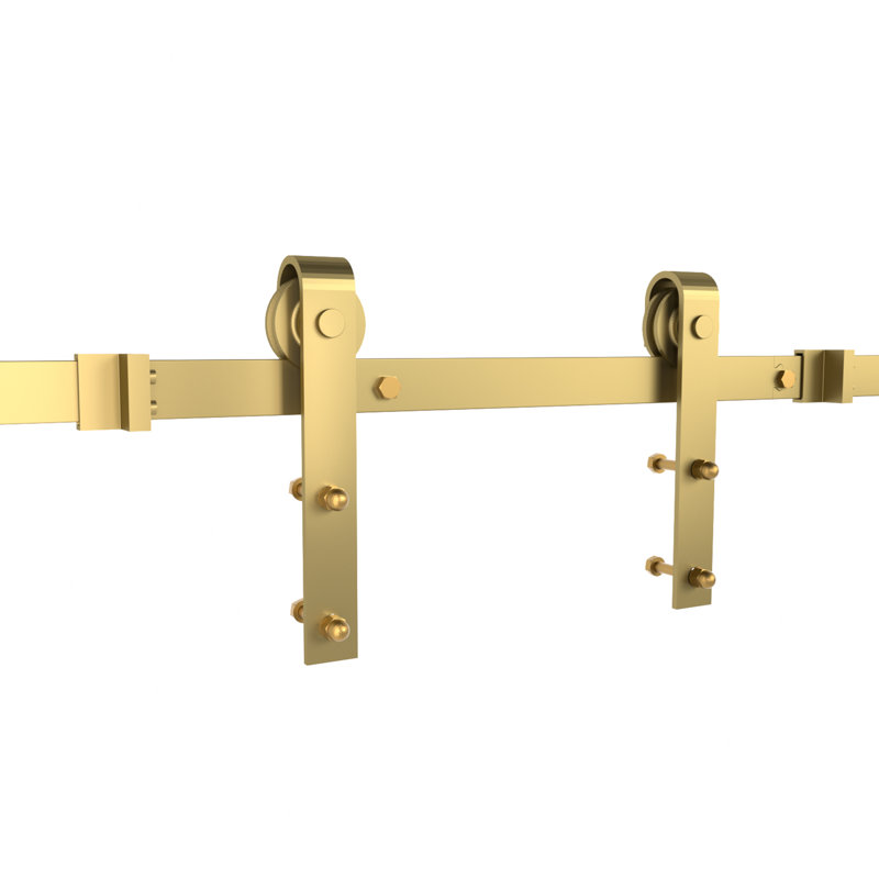 Ensemble de quincaillerie de porte de grange coulissante standard à une voie, doré