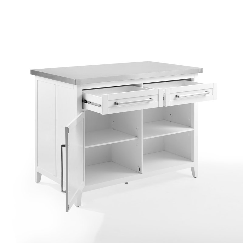 Îlot de cuisine en acier inoxydable Karpenko, Blanc