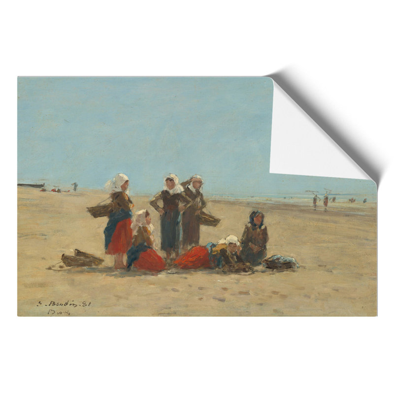 Women On The Beach At Berck by Eugene Boudin - No Frame Painting, 42cm H x 59cm W x 0.1cm D