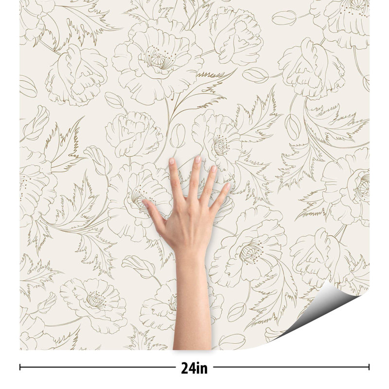 Imaam Peel & Stick Floral Tile, 2' W x 10.5' L