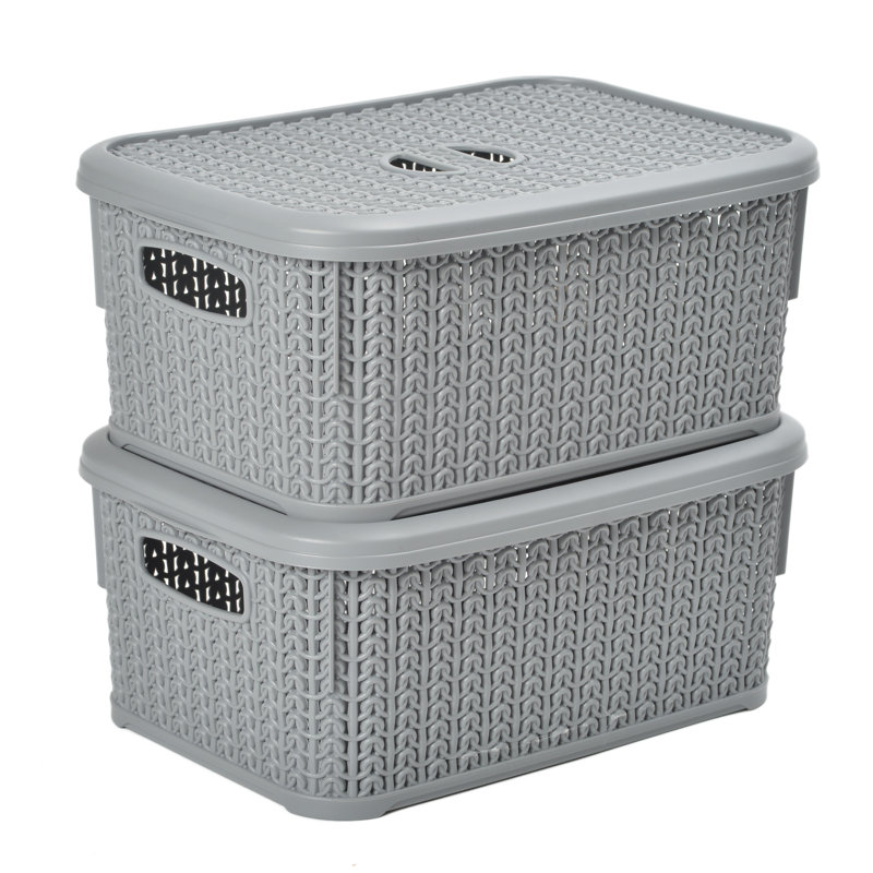 JVL Plastic Decorative Basket, Grey