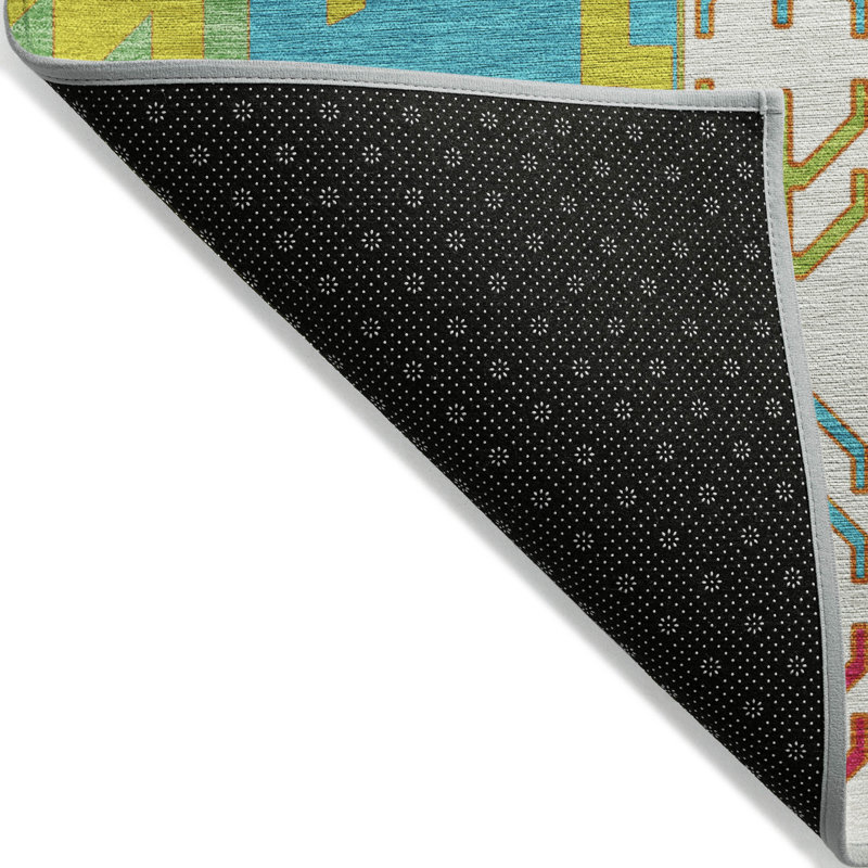 Solara Teal Washable Indoor-Outdoor Rug - , 2'6" x 3'10"