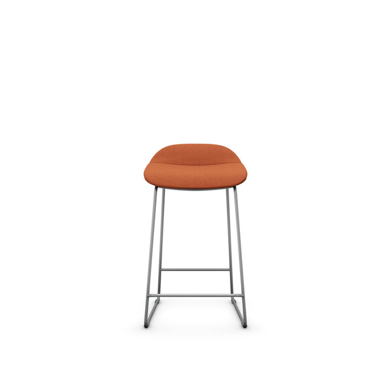 Tabouret Lilly , Argent, Polyester tangerine, Tabouret de comptoir (siège d'une hauteur de 24 p