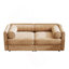 Élégant canapé en chenille 2 places Camel avec siège de rangement, dossier cylindrique et accoudoirs, causeuse moderne en tissu avec espace de rangement caché